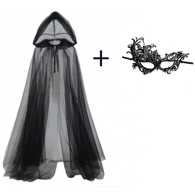 Black Face Mask Pack - 2pcs Set of Black Veil Cape