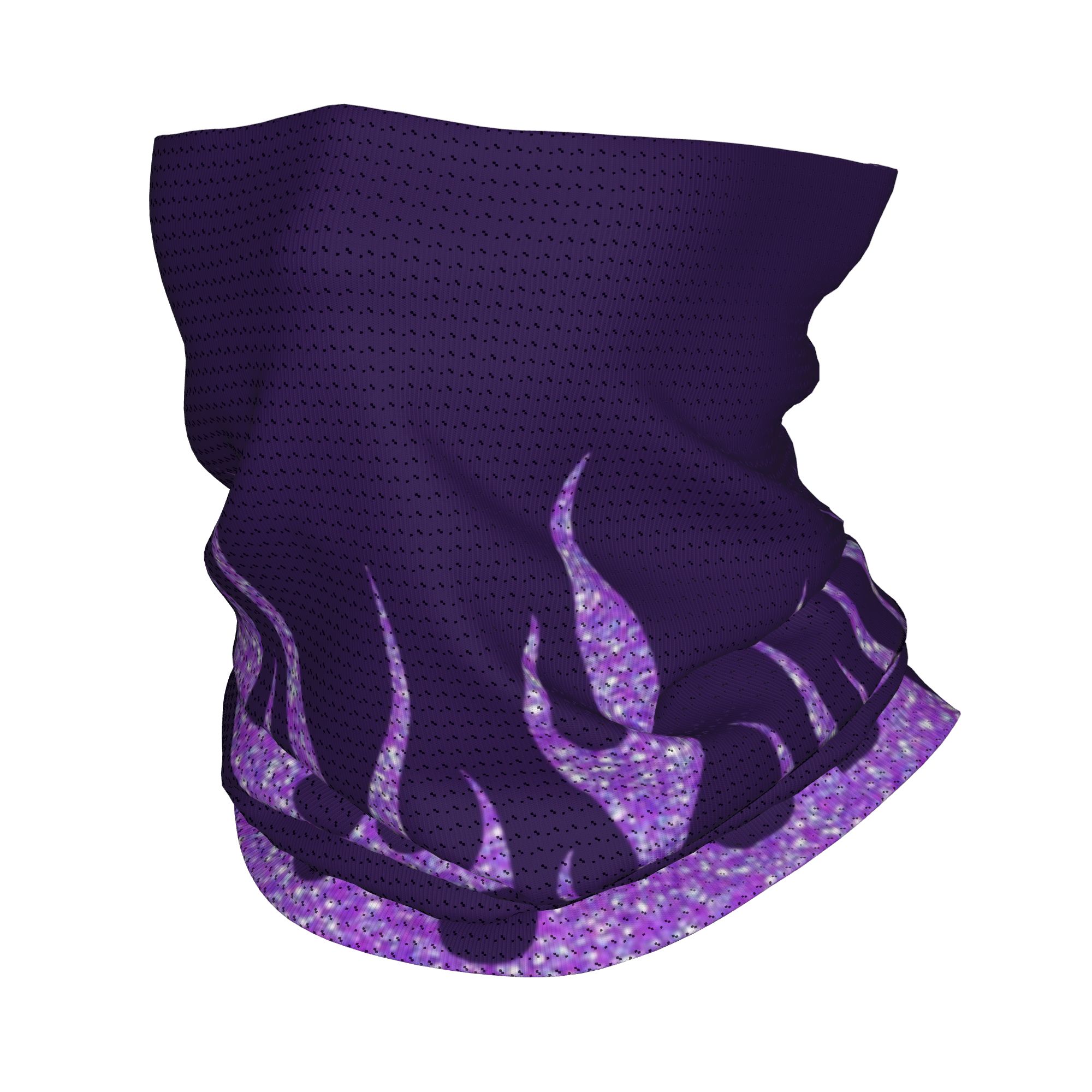 Neck Gaiter Face Cover - Custom Purple Glitter Flames Bandana Neck