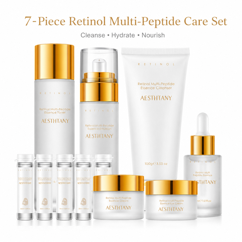 Face Mask Storage Box - 7PCS Retinol Multi-Peptide Skincare Set Hydrating