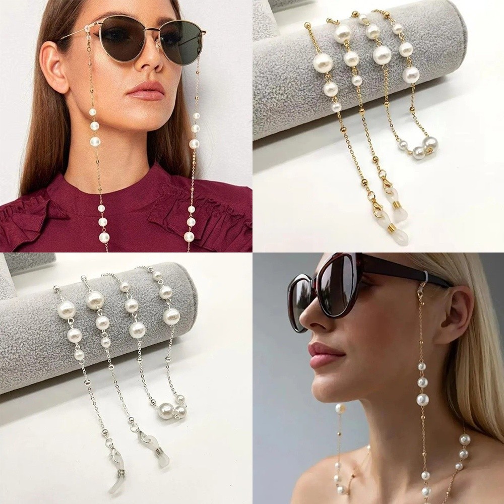 Mask Lanyard Adjustable - Trendy Pearl Beaded Sunglass Chain Adjustable