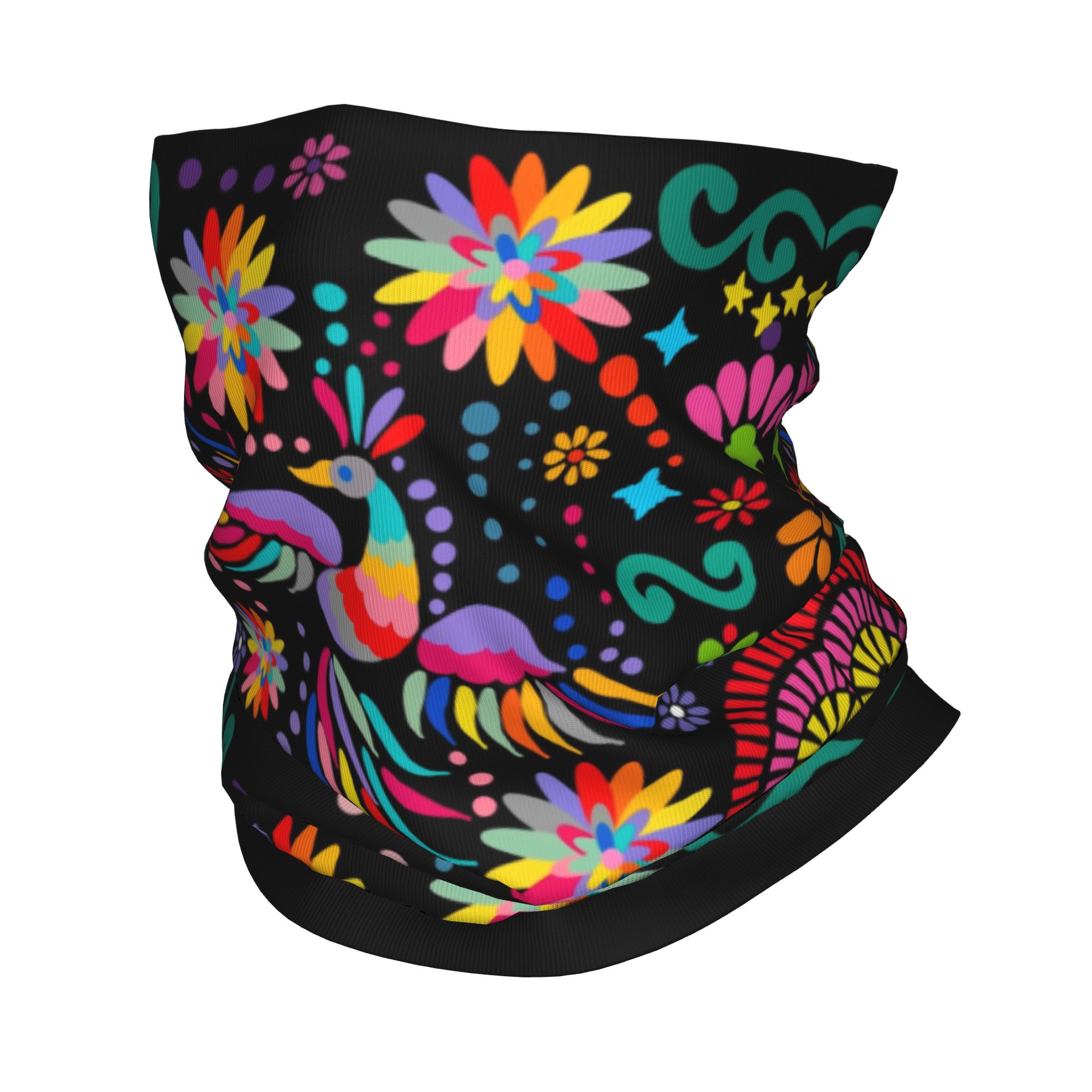 Neck Gaiter Face Cover - Custom Mexican Floral Flower Textile Bandana