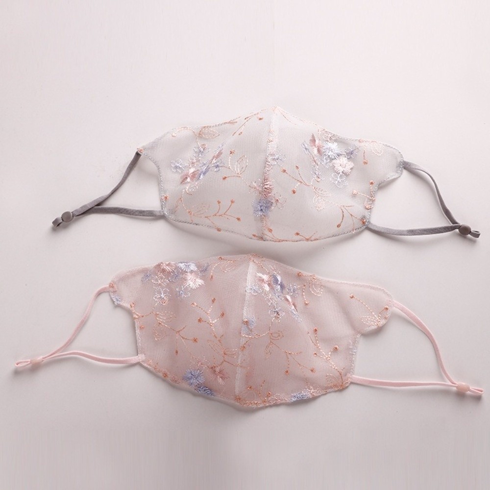 Cloth Face Mask Washable - Classical Embroider Flower Veil Mask Dustproof