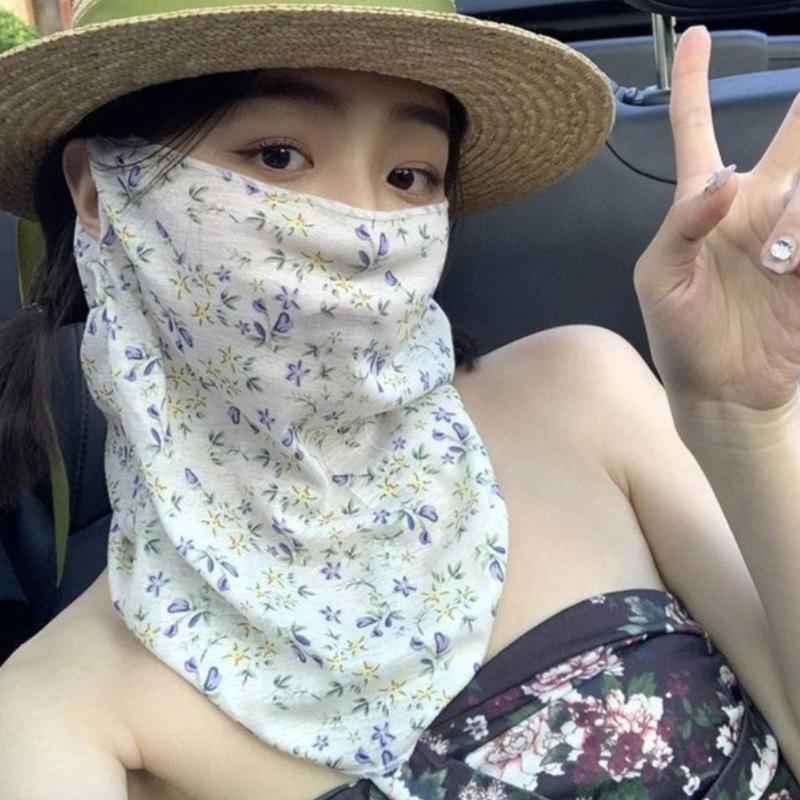 Kids Face Mask - ●Flowers Summer Sunscreen Mask Full Face