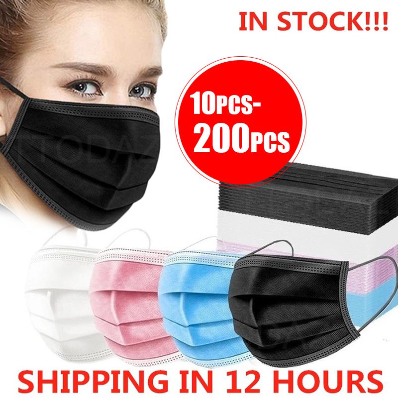 Disposable Mask Blue - 10/50/100/200PCS Disposable Mask Earloop Pink Bule