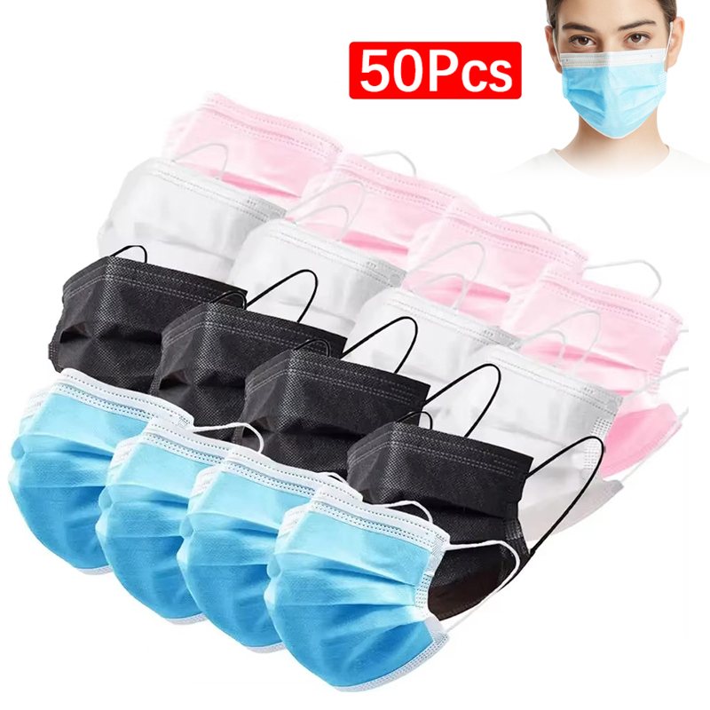Disposable Mask Blue - 50Pcs 3-layer Mask Face Masks Melt