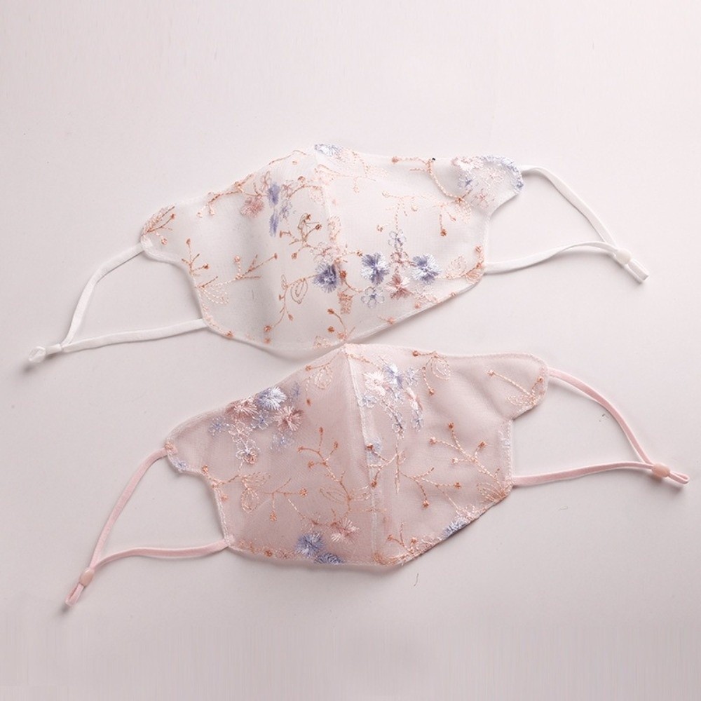 Cloth Face Mask Washable - Classical Embroider Flower Veil Mask Dustproof