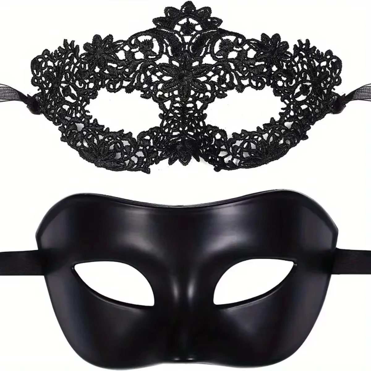 2pcs Elegant Black Lace Masque - Black Face Mask Pack 评论和价格