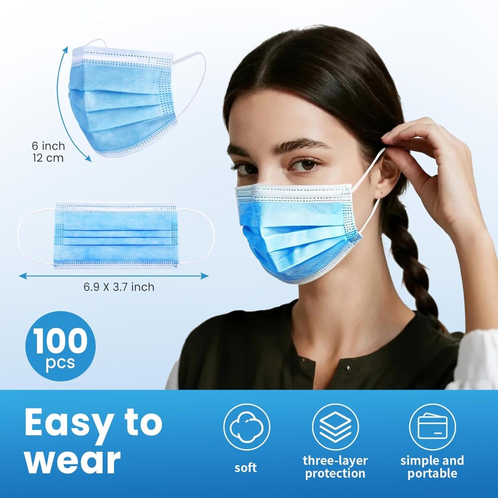 Blue Disposable Face Mask 100  - Disposable Mask Blue 评论和价格