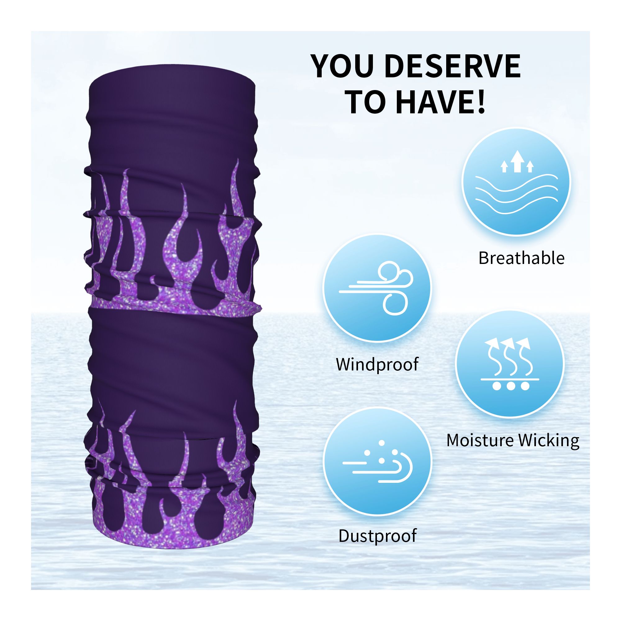 Custom Purple Glitter Flames B - Neck Gaiter Face Cover 评论和价格