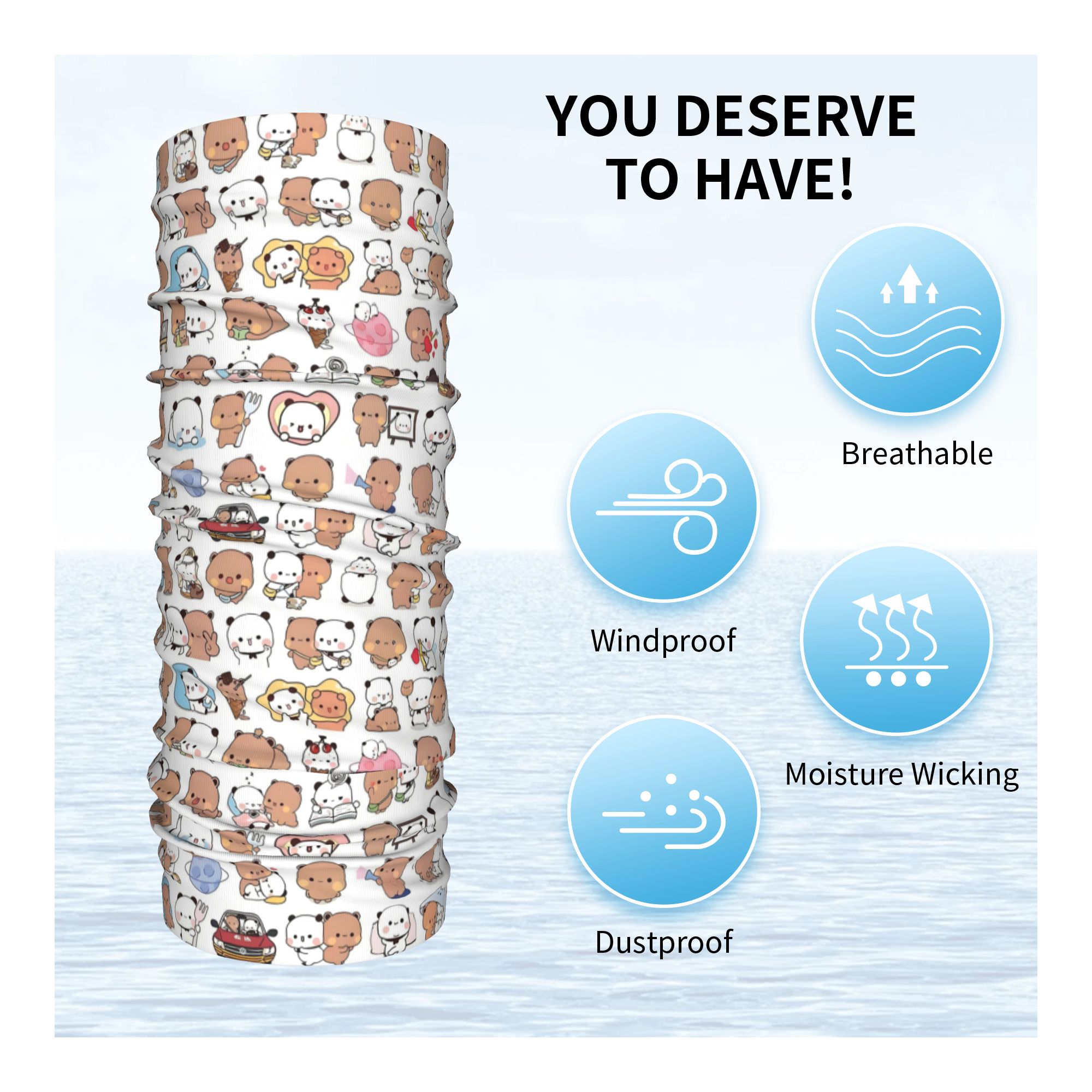 Custom Bear Cartoon Peach And  - Neck Gaiter Face Cover 评论和价格