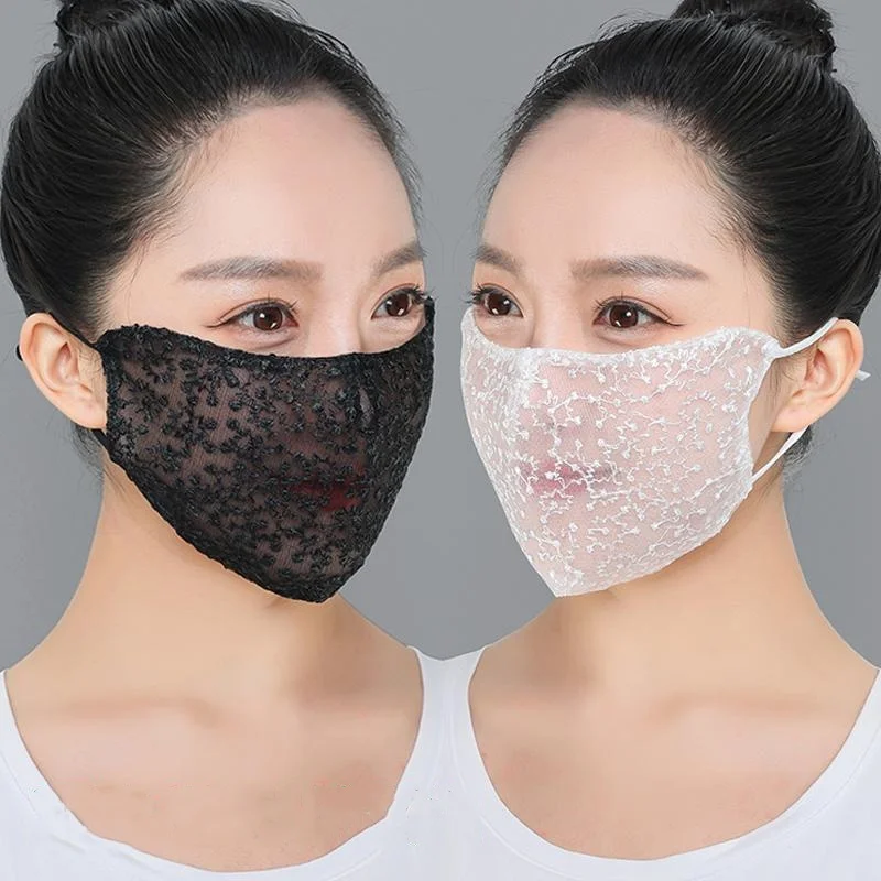 1/2pc Black White Lace Face Ma - Cloth Face Mask Washable 评论和价格