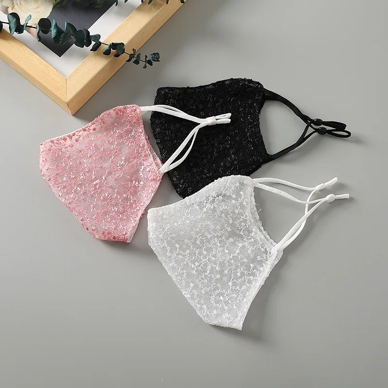 1/2pc Black White Lace Face Ma - Cloth Face Mask Washable 评论和价格