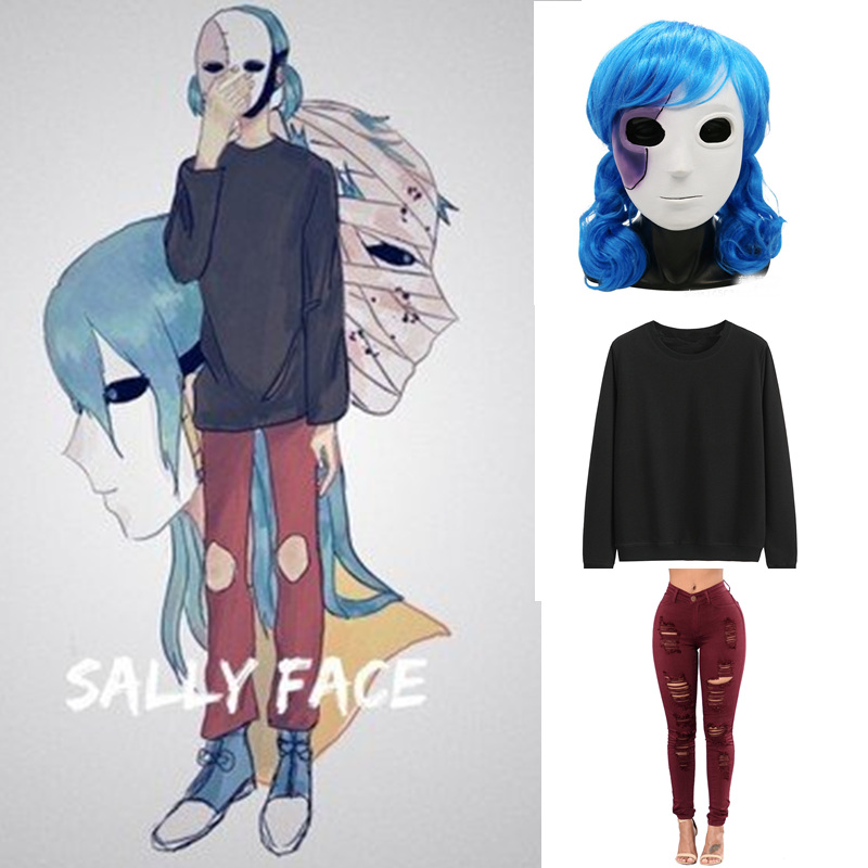 Hot  Anime Game Sally Face Cos - Black Face Mask Pack 评论和价格