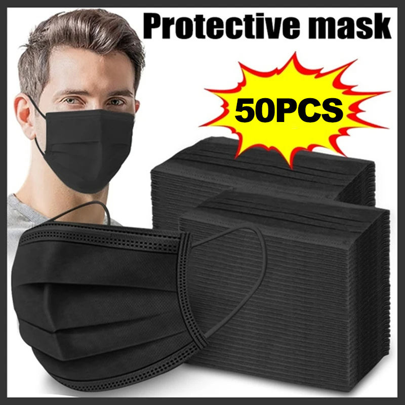 Masks 3-layer Mask Face Masks  - Black Face Mask Pack 评论和价格