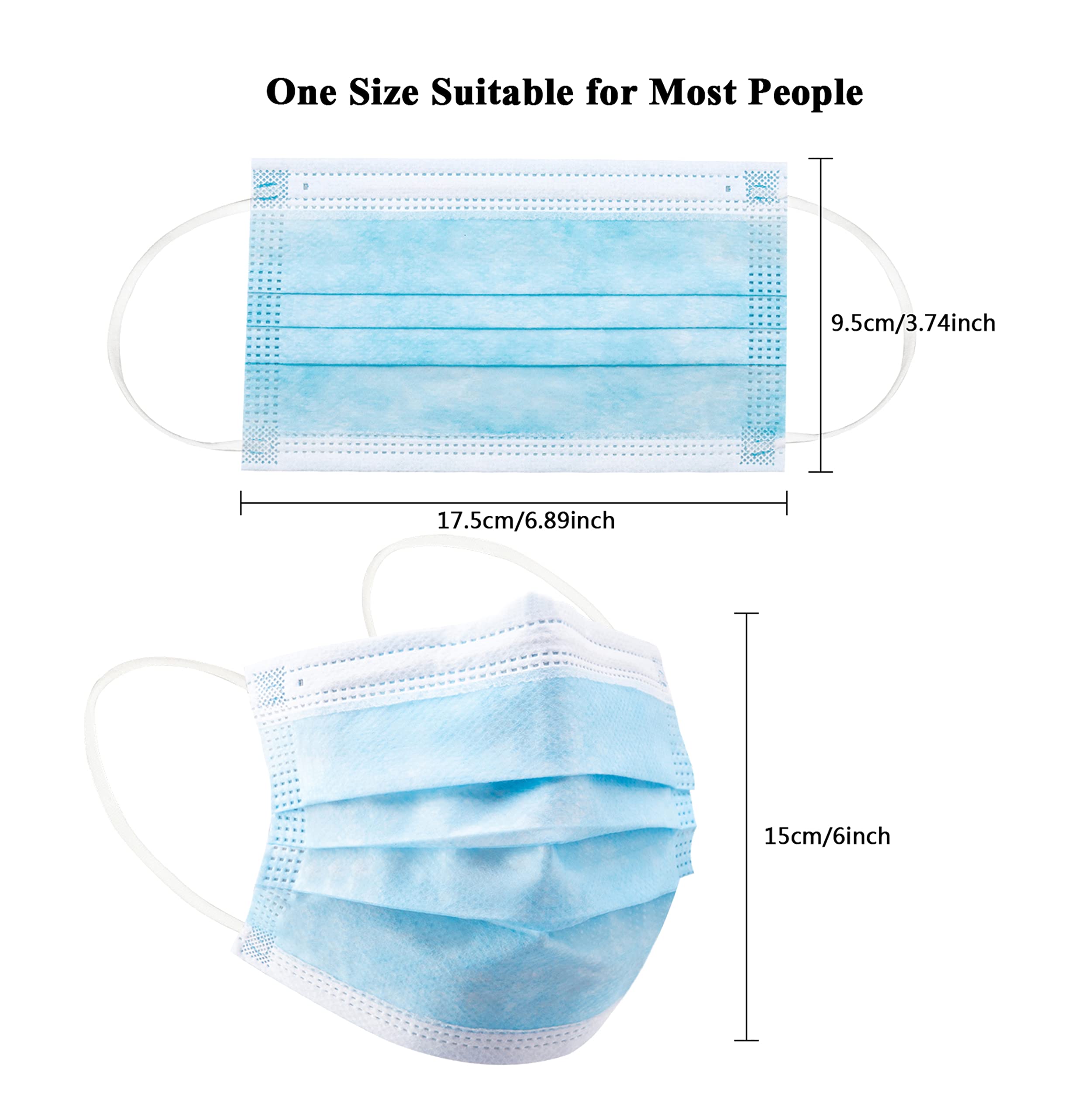 50/100 PCS Box Blue Face Masks - Disposable Mask Blue 评论和价格