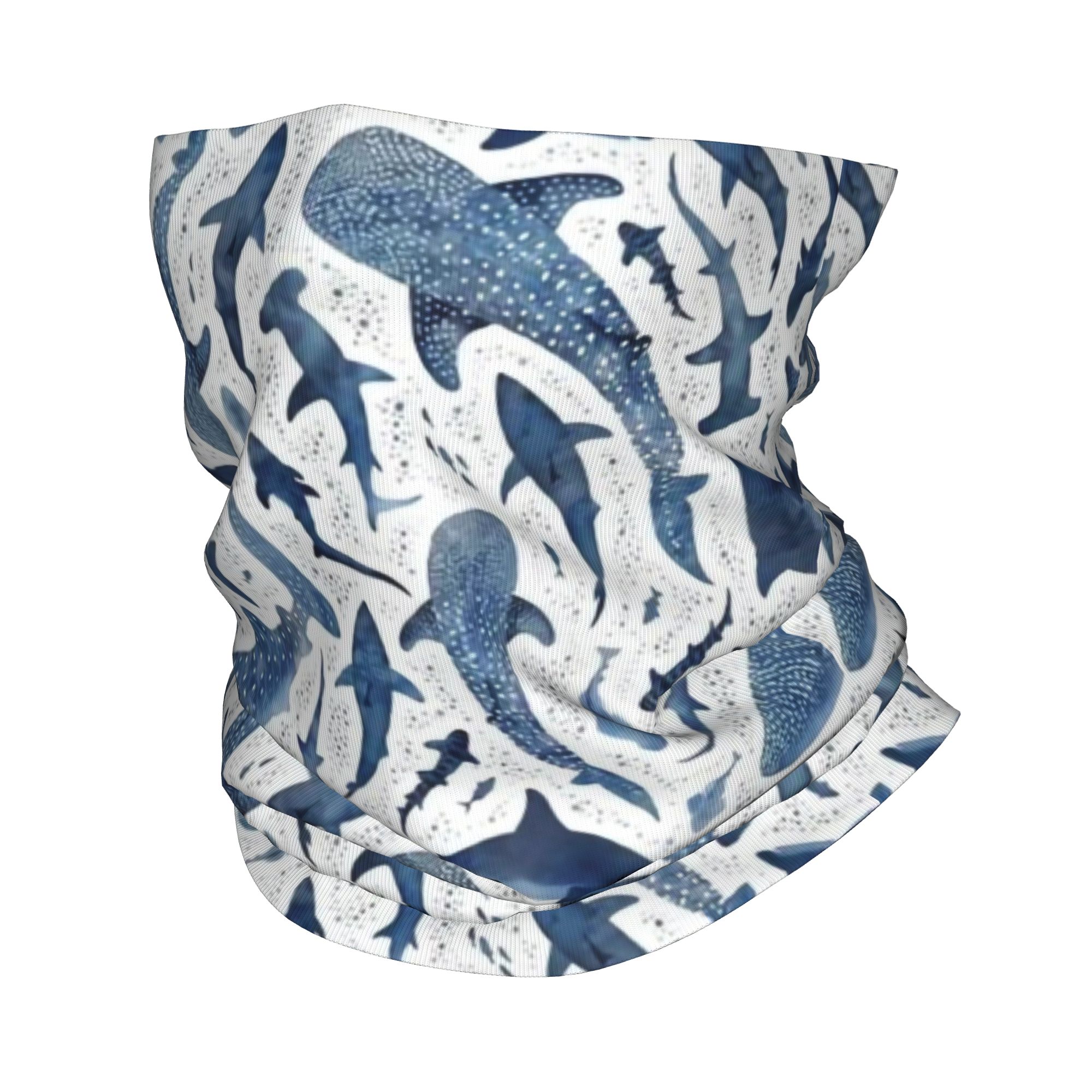 Custom Blue Watercolour Shark  - Neck Gaiter Face Cover 评论和价格