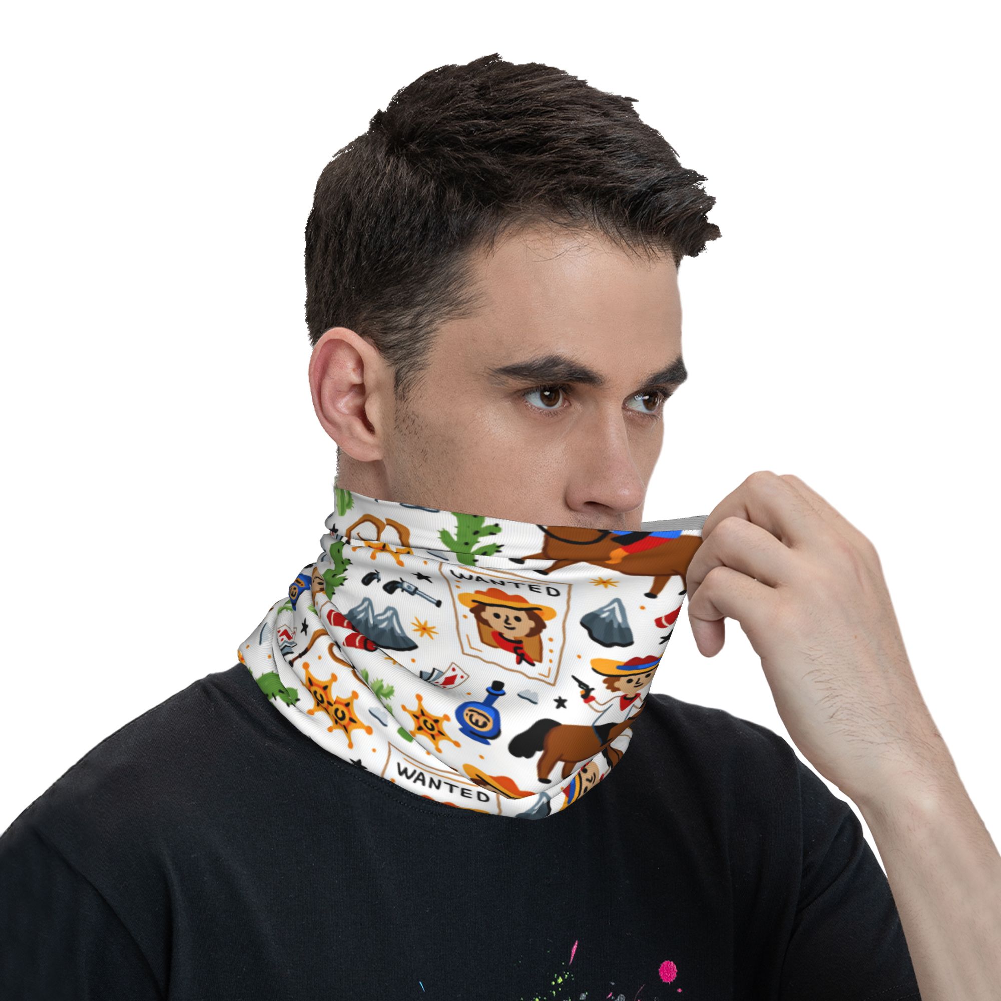 Cartoon Kids Western Cowboy Ba - Kids Face Mask 评论和价格