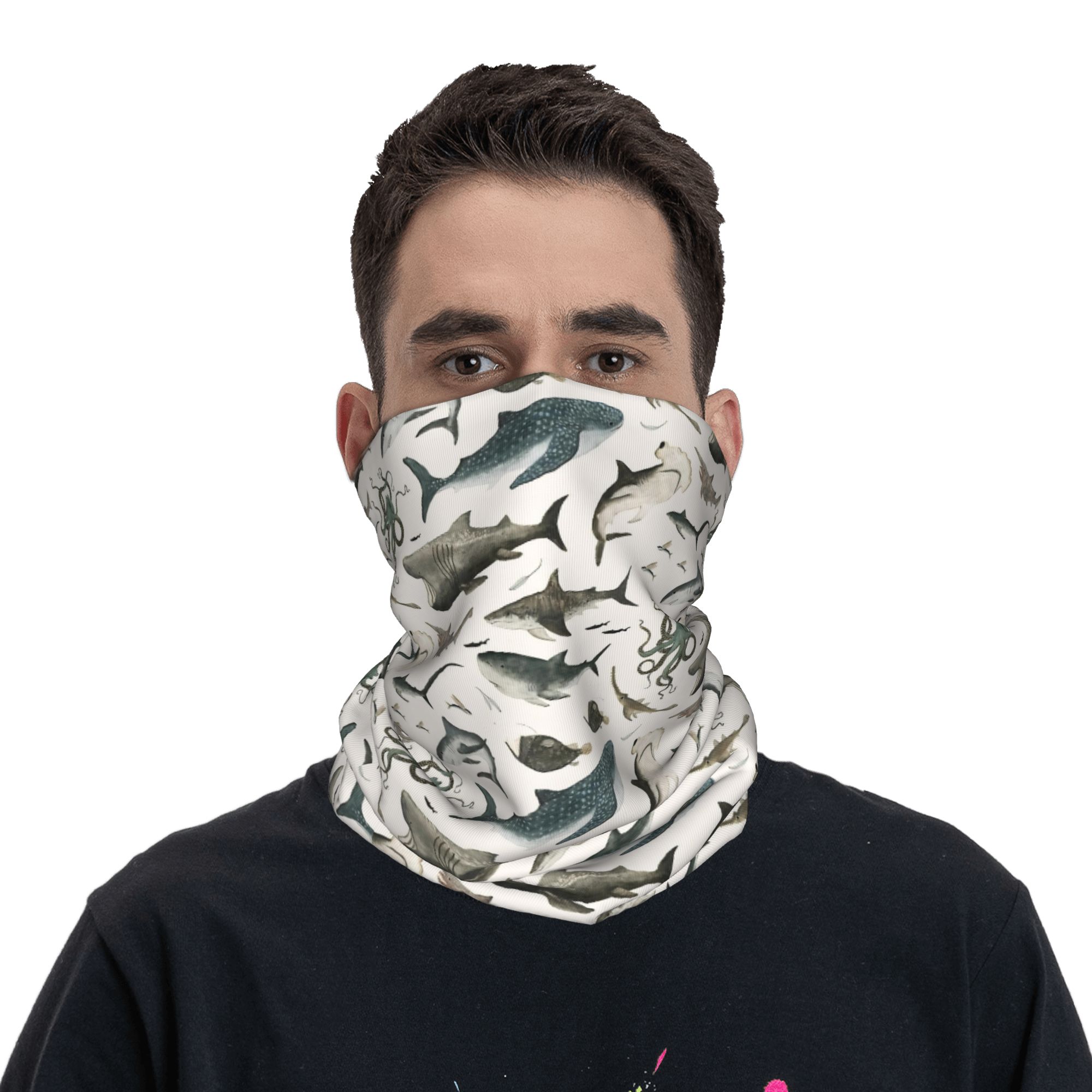 Shark Ocean Animal Sharks Band - Neck Gaiter Face Cover 评论和价格