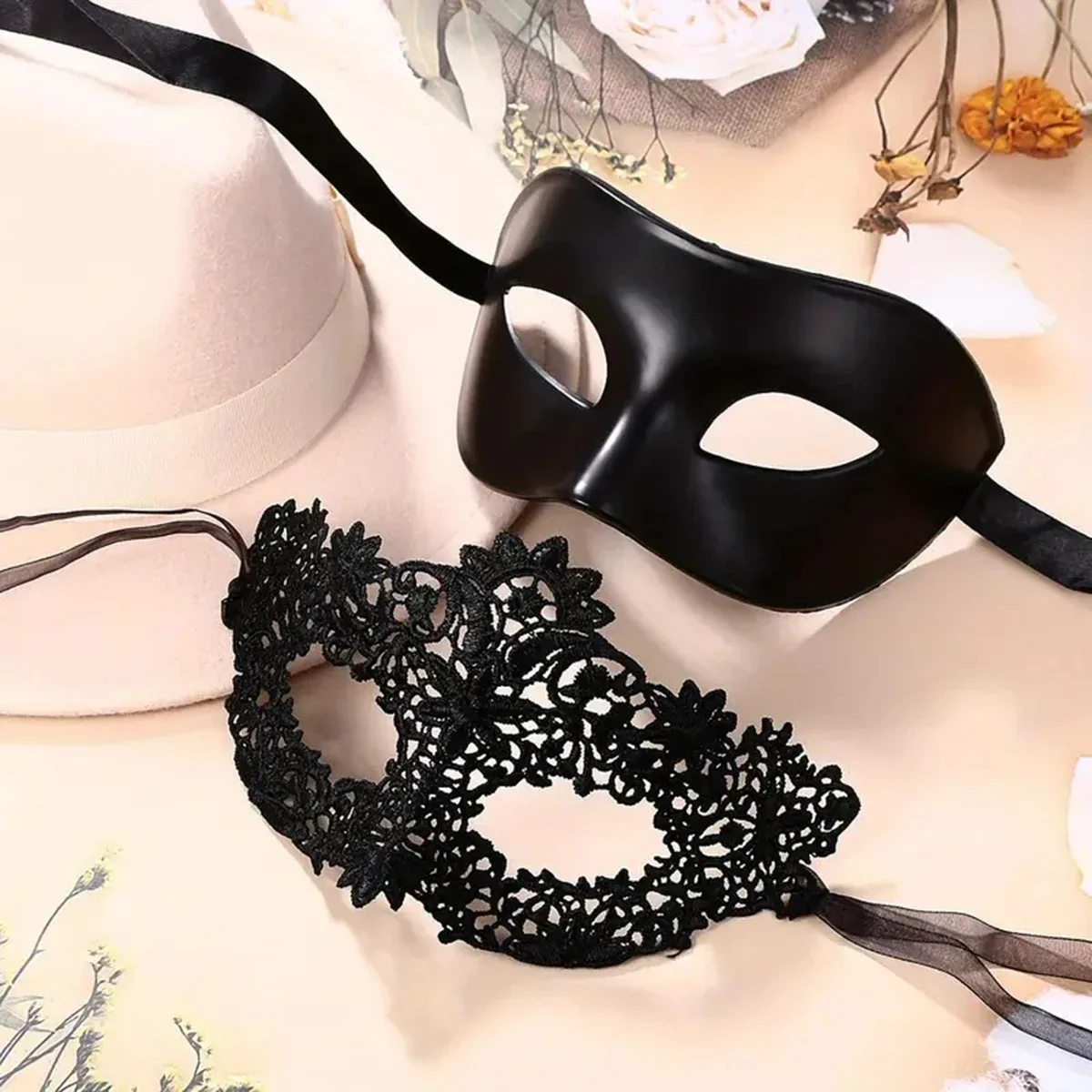 2pcs Elegant Black Lace Masque - Black Face Mask Pack 评论和价格